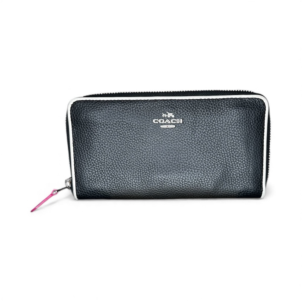 Coach Accordion Zip Wallet In Polish Pebble Leather Multi Edge-Stain